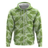 Green Hawaii Kalo Palaka Motifs Hoodie Hawaiian Taro Leaves Elegant Vibes LT14 Zip Hoodie Green - Polynesian Pride