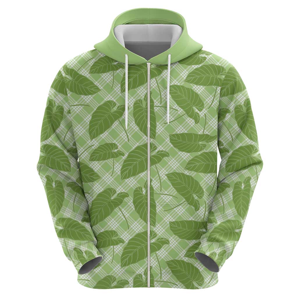Green Hawaii Kalo Palaka Motifs Hoodie Hawaiian Taro Leaves Elegant Vibes LT14 - Polynesian Pride