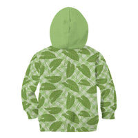 Green Hawaii Kalo Palaka Motifs Kid Hoodie Hawaiian Taro Leaves Elegant Vibes LT14 - Polynesian Pride