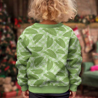 Green Hawaii Kalo Palaka Motifs Kid Ugly Christmas Sweater Hawaiian Taro Leaves Elegant Vibes LT14 - Polynesian Pride