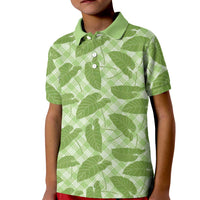 Green Hawaii Kalo Palaka Motifs Kid Polo Shirt Hawaiian Taro Leaves Elegant Vibes LT14 Kid Green - Polynesian Pride