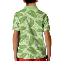 Green Hawaii Kalo Palaka Motifs Kid Polo Shirt Hawaiian Taro Leaves Elegant Vibes LT14 - Polynesian Pride
