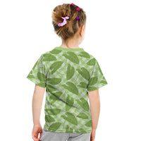 Green Hawaii Kalo Palaka Motifs Kid T Shirt Hawaiian Taro Leaves Elegant Vibes LT14 - Polynesian Pride