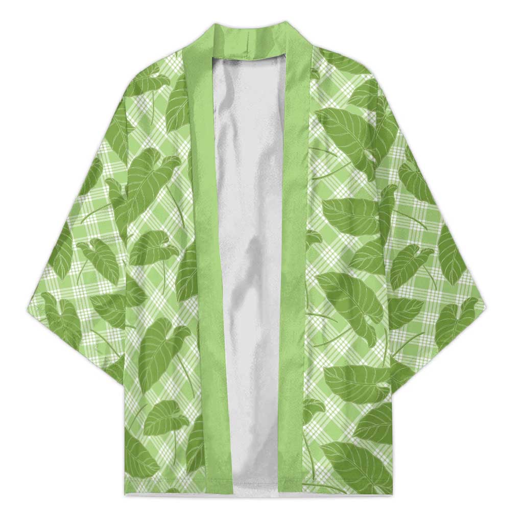 Green Hawaii Kalo Palaka Motifs Kimono Hawaiian Taro Leaves Elegant Vibes LT14 Unisex Green - Polynesian Pride