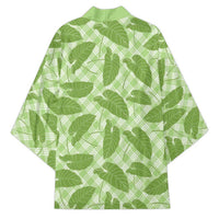 Green Hawaii Kalo Palaka Motifs Kimono Hawaiian Taro Leaves Elegant Vibes LT14 - Polynesian Pride