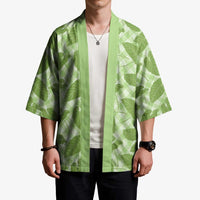 Green Hawaii Kalo Palaka Motifs Kimono Hawaiian Taro Leaves Elegant Vibes LT14 - Polynesian Pride