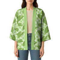 Green Hawaii Kalo Palaka Motifs Kimono Hawaiian Taro Leaves Elegant Vibes LT14 - Polynesian Pride