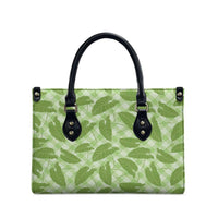 Green Hawaii Kalo Palaka Motifs Leather Bag Hawaiian Taro Leaves Elegant Vibes LT14 - Polynesian Pride