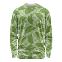 Green Hawaii Kalo Palaka Motifs Long Sleeve Shirt Hawaiian Taro Leaves Elegant Vibes LT14 Unisex Green - Polynesian Pride
