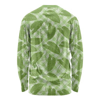 Green Hawaii Kalo Palaka Motifs Long Sleeve Shirt Hawaiian Taro Leaves Elegant Vibes LT14 - Polynesian Pride