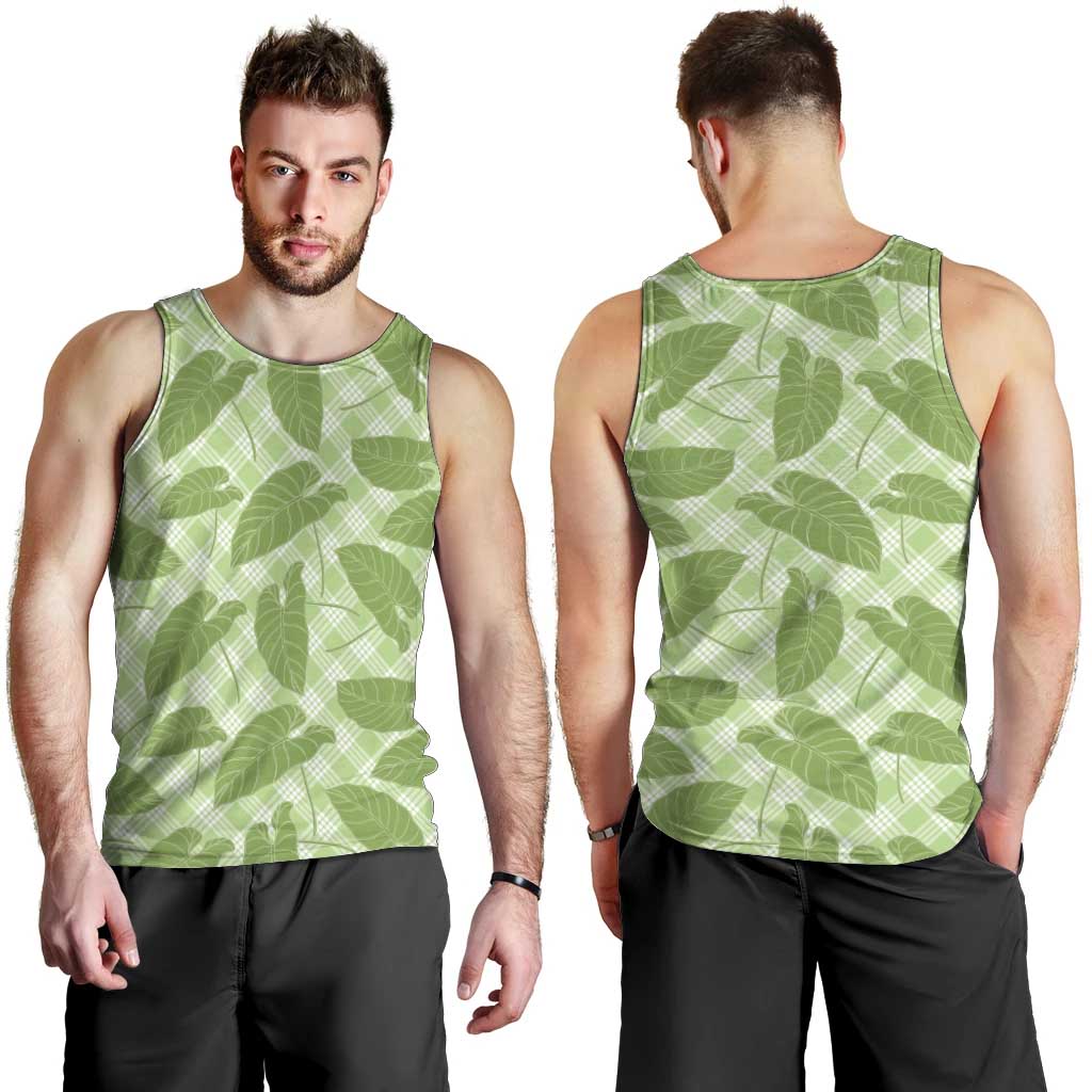 Green Hawaii Kalo Palaka Motifs Men Tank Top Hawaiian Taro Leaves Elegant Vibes LT14 - Polynesian Pride