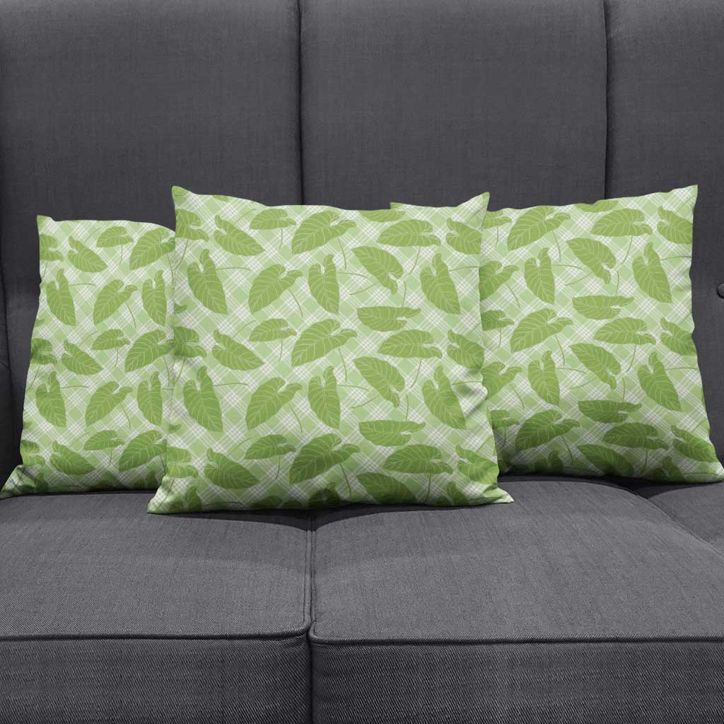 Green Hawaii Kalo Palaka Motifs Pillow Cover Hawaiian Taro Leaves Elegant Vibes LT14 - Polynesian Pride