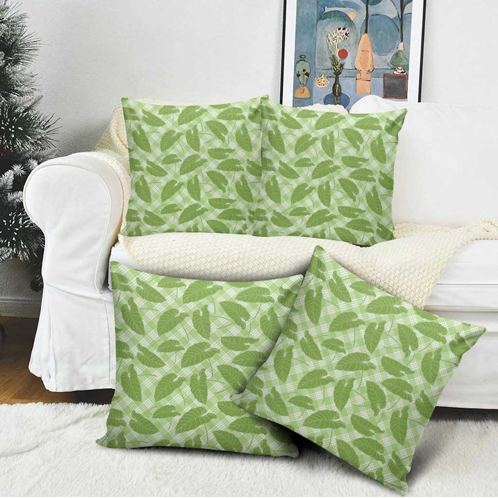 Green Hawaii Kalo Palaka Motifs Pillow Cover Hawaiian Taro Leaves Elegant Vibes LT14 - Polynesian Pride