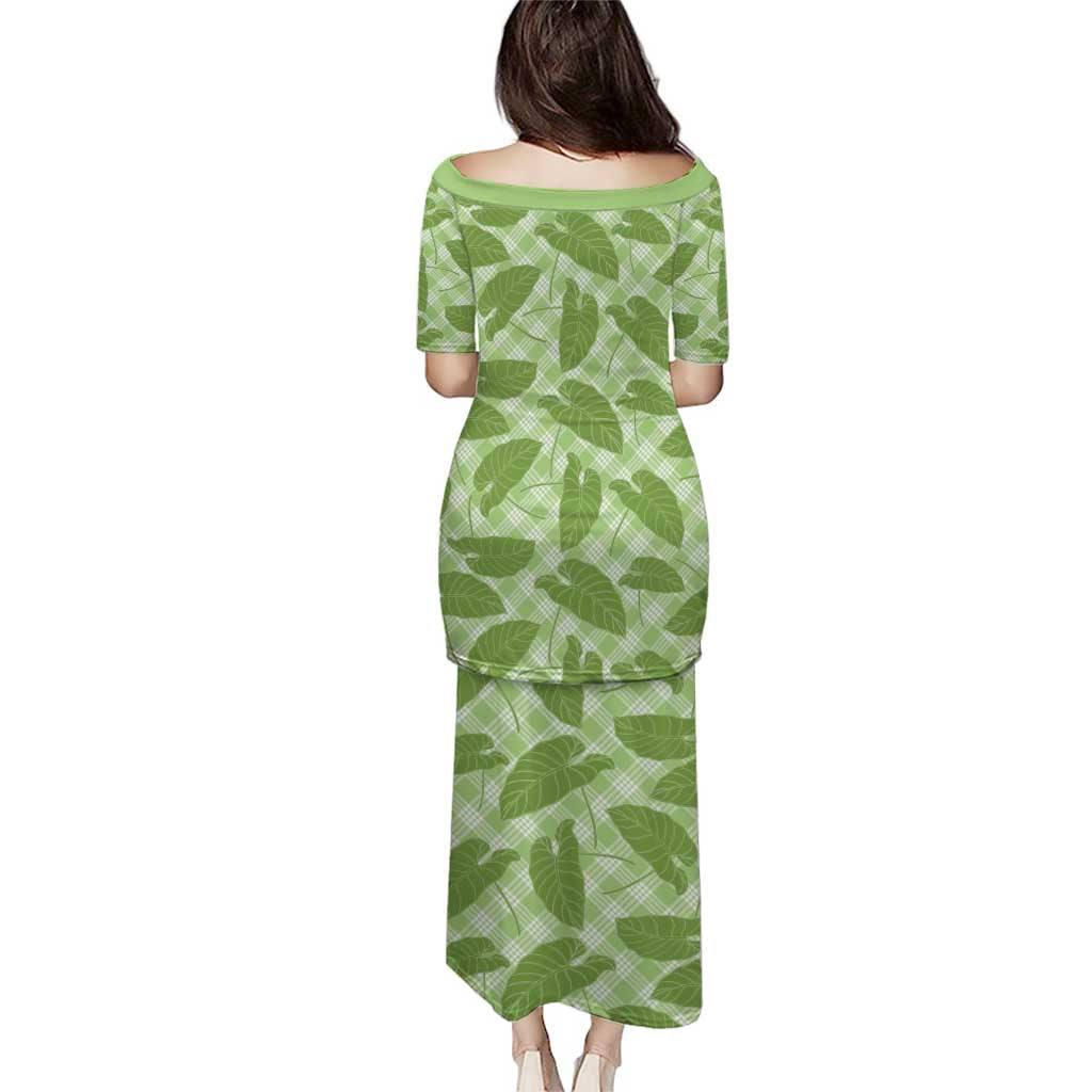 Green Hawaii Kalo Palaka Motifs Puletasi Hawaiian Taro Leaves Elegant Vibes LT14 - Polynesian Pride