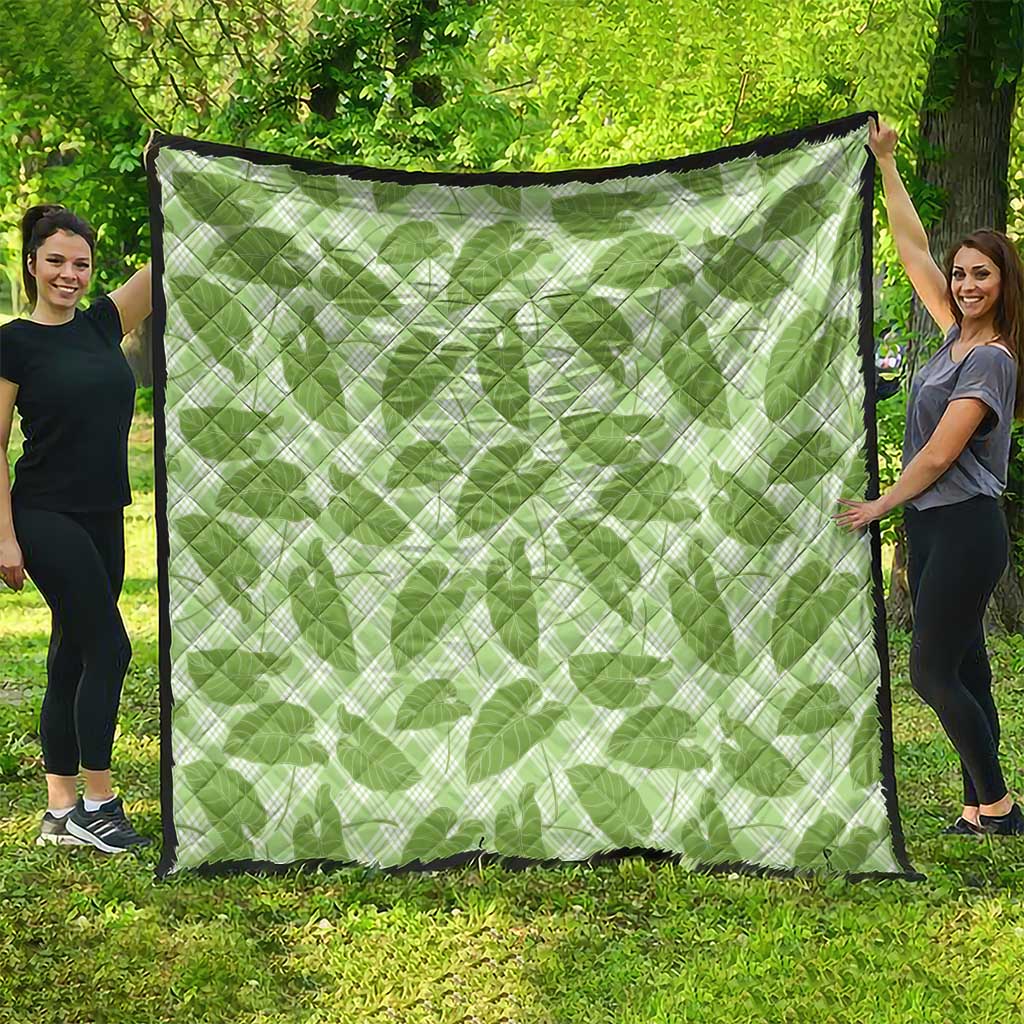 Green Hawaii Kalo Palaka Motifs Quilt Hawaiian Taro Leaves Elegant Vibes LT14 - Polynesian Pride