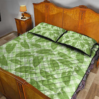 Green Hawaii Kalo Palaka Motifs Quilt Bed Set Hawaiian Taro Leaves Elegant Vibes LT14 - Polynesian Pride