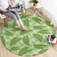 Green Hawaii Kalo Palaka Motifs Round Carpet Hawaiian Taro Leaves Elegant Vibes LT14 - Polynesian Pride