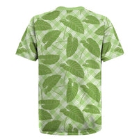Green Hawaii Kalo Palaka Motifs Rugby Jersey Hawaiian Taro Leaves Elegant Vibes LT14 - Polynesian Pride