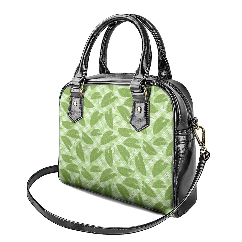 Green Hawaii Kalo Palaka Motifs Shoulder Handbag Hawaiian Taro Leaves Elegant Vibes LT14 - Polynesian Pride