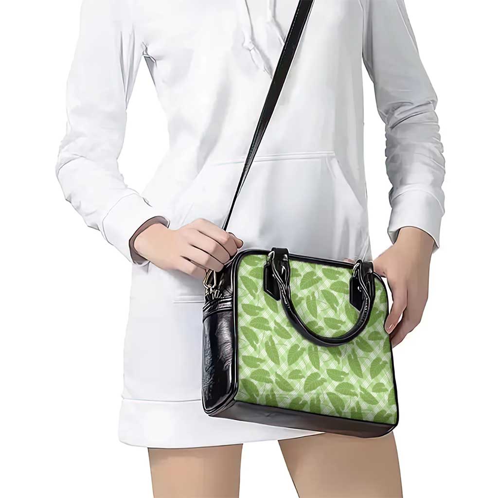 Green Hawaii Kalo Palaka Motifs Shoulder Handbag Hawaiian Taro Leaves Elegant Vibes LT14 - Polynesian Pride