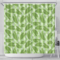 Green Hawaii Kalo Palaka Motifs Shower Curtain Hawaiian Taro Leaves Elegant Vibes LT14 - Polynesian Pride