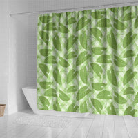 Green Hawaii Kalo Palaka Motifs Shower Curtain Hawaiian Taro Leaves Elegant Vibes LT14 - Polynesian Pride