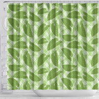 Green Hawaii Kalo Palaka Motifs Shower Curtain Hawaiian Taro Leaves Elegant Vibes LT14 - Polynesian Pride