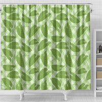 Green Hawaii Kalo Palaka Motifs Shower Curtain Hawaiian Taro Leaves Elegant Vibes LT14 - Polynesian Pride