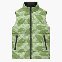 Green Hawaii Kalo Palaka Motifs Sleeveless Puffer Jacket Hawaiian Taro Leaves Elegant Vibes LT14 Unisex Green - Polynesian Pride