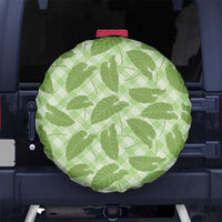 Green Hawaii Kalo Palaka Motifs Spare Tire Cover Hawaiian Taro Leaves Elegant Vibes LT14 No hole Green - Polynesian Pride