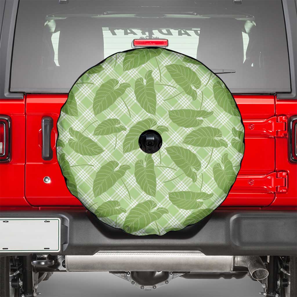 Green Hawaii Kalo Palaka Motifs Spare Tire Cover Hawaiian Taro Leaves Elegant Vibes LT14 - Polynesian Pride