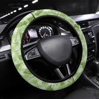 Green Hawaii Kalo Palaka Motifs Steering Wheel Cover Hawaiian Taro Leaves Elegant Vibes LT14 Universal Fit Green - Polynesian Pride