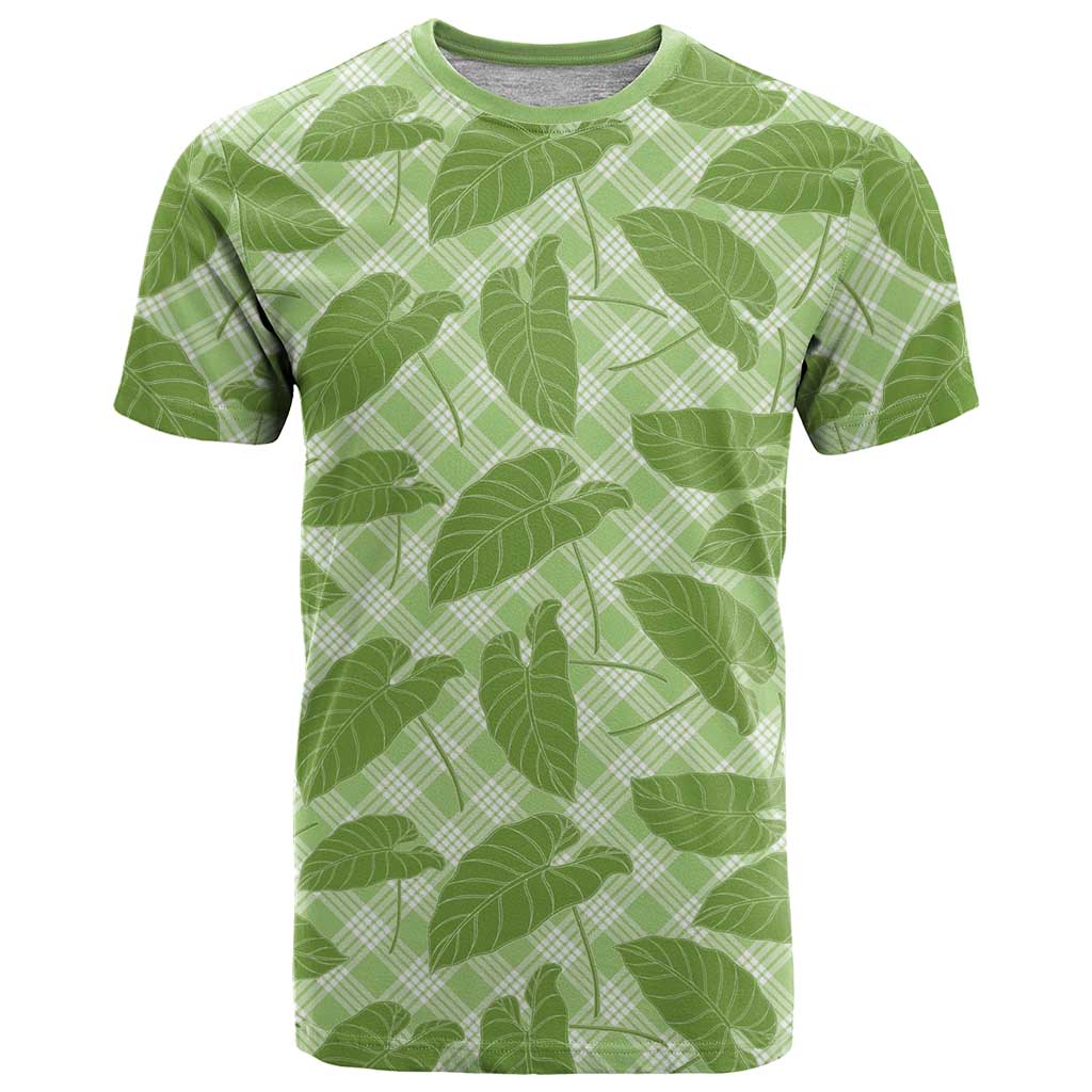 Green Hawaii Kalo Palaka Motifs T Shirt Hawaiian Taro Leaves Elegant Vibes LT14 Green - Polynesian Pride