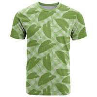 Green Hawaii Kalo Palaka Motifs T Shirt Hawaiian Taro Leaves Elegant Vibes LT14 Green - Polynesian Pride