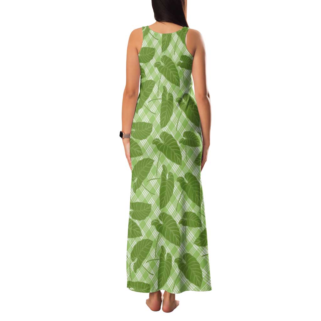 Green Hawaii Kalo Palaka Motifs Tank Maxi Dress Hawaiian Taro Leaves Elegant Vibes LT14 - Polynesian Pride