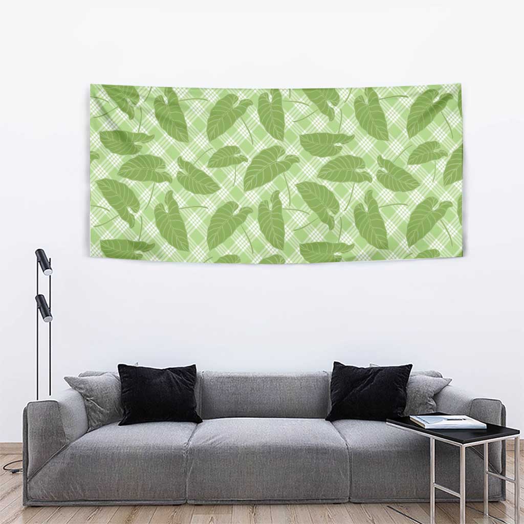 Green Hawaii Kalo Palaka Motifs Tapestry Hawaiian Taro Leaves Elegant Vibes LT14 - Polynesian Pride