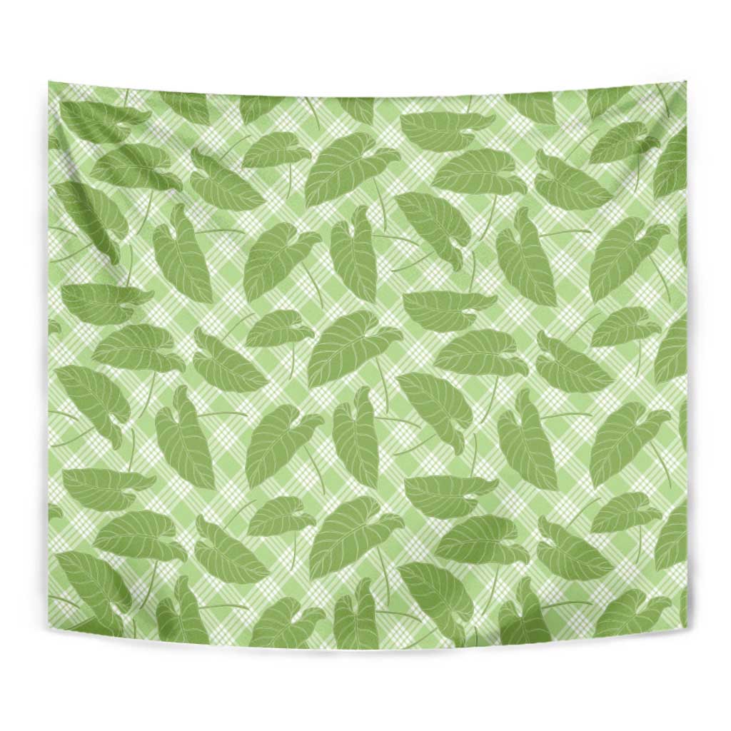 Green Hawaii Kalo Palaka Motifs Tapestry Hawaiian Taro Leaves Elegant Vibes LT14 - Polynesian Pride