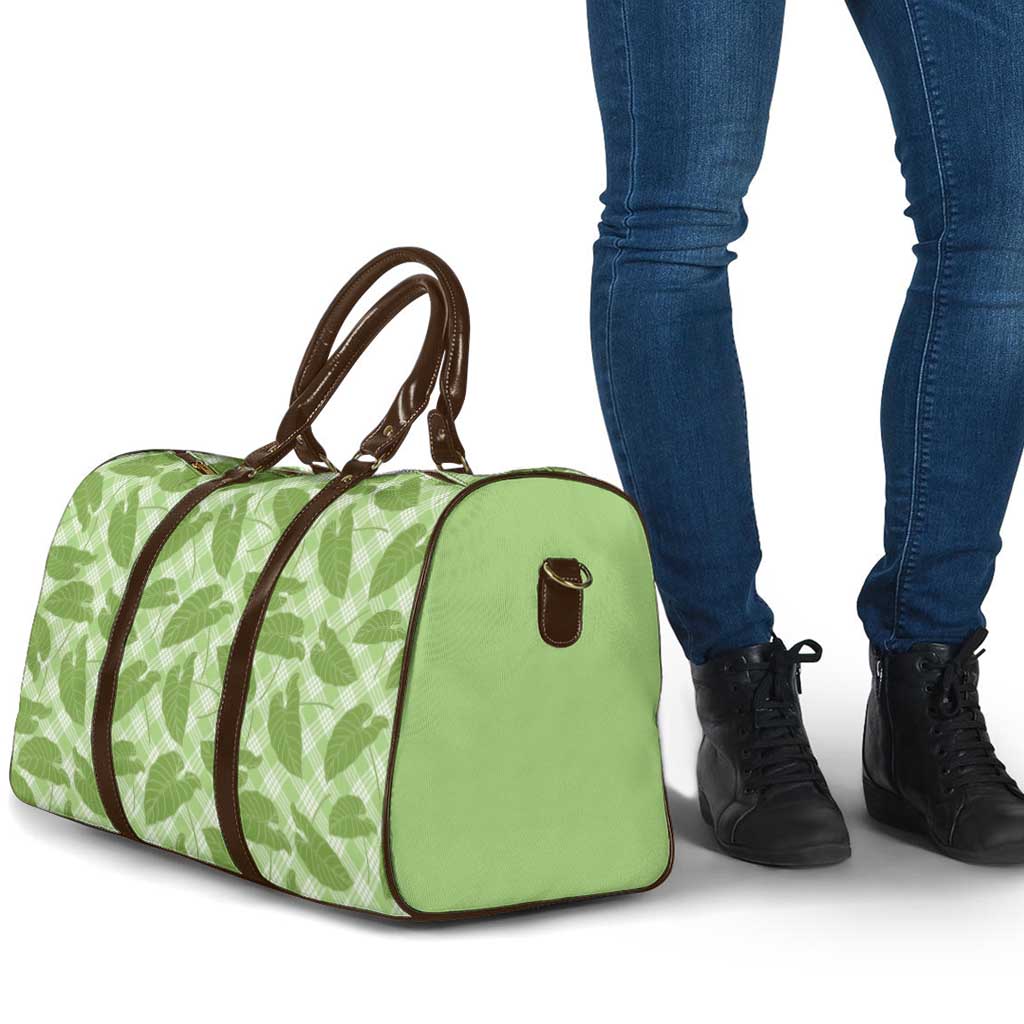 Green Hawaii Kalo Palaka Motifs Travel Bag Hawaiian Taro Leaves Elegant Vibes LT14 - Polynesian Pride