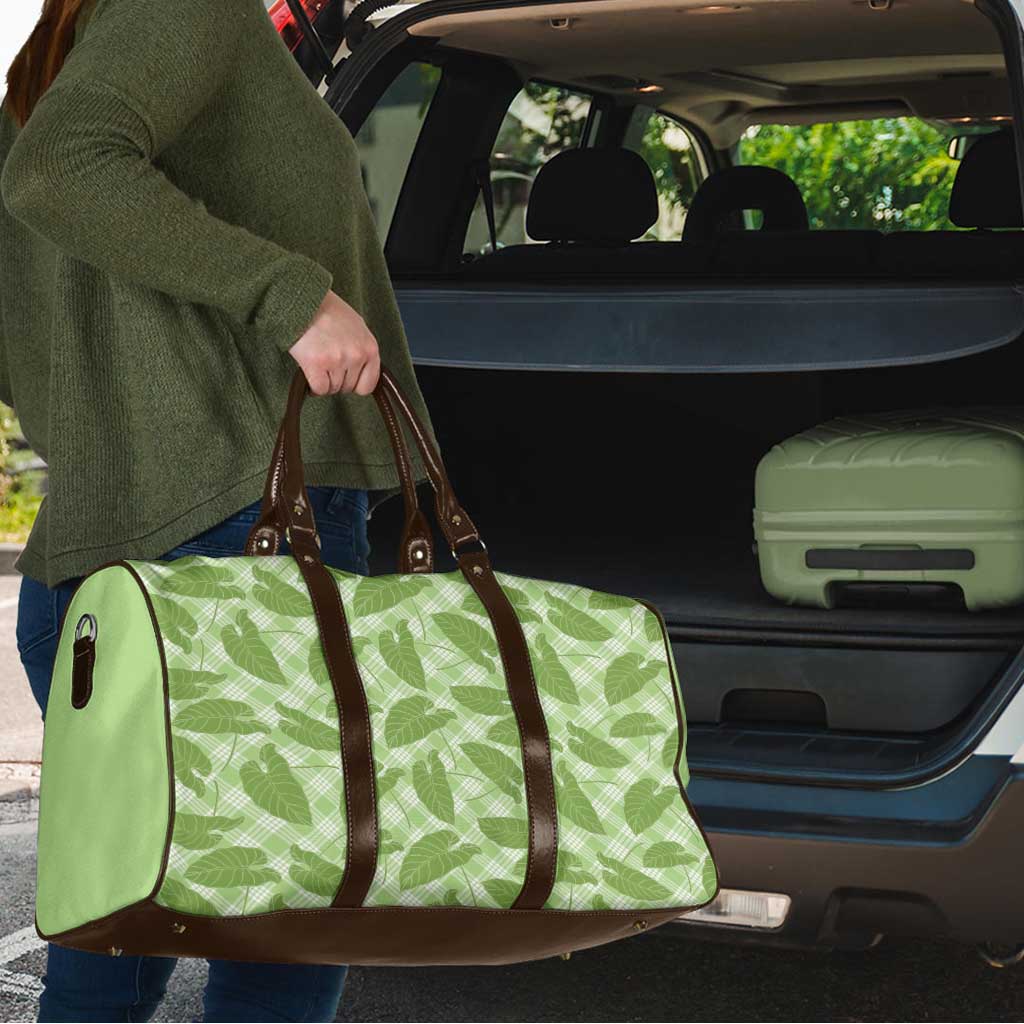 Green Hawaii Kalo Palaka Motifs Travel Bag Hawaiian Taro Leaves Elegant Vibes LT14 - Polynesian Pride
