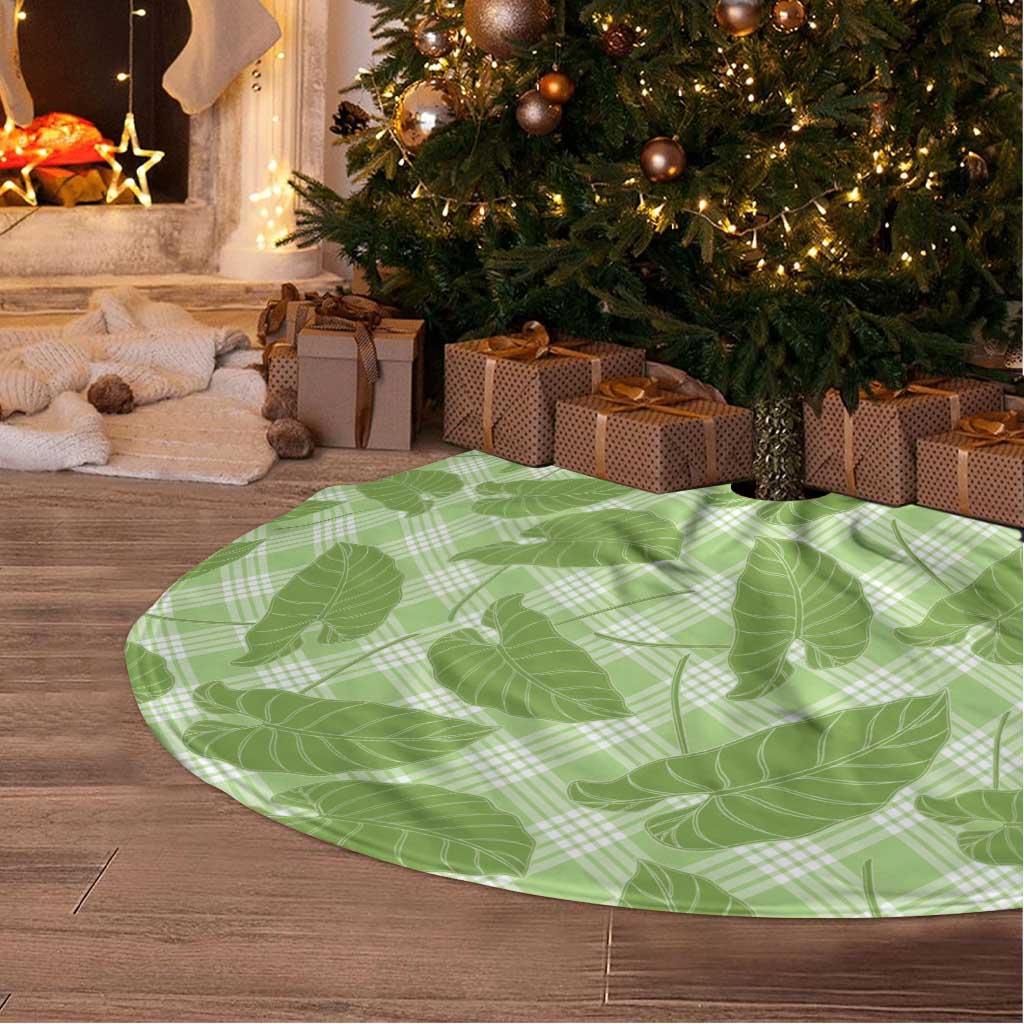 Green Hawaii Kalo Palaka Motifs Tree Skirt Hawaiian Taro Leaves Elegant Vibes LT14 - Polynesian Pride