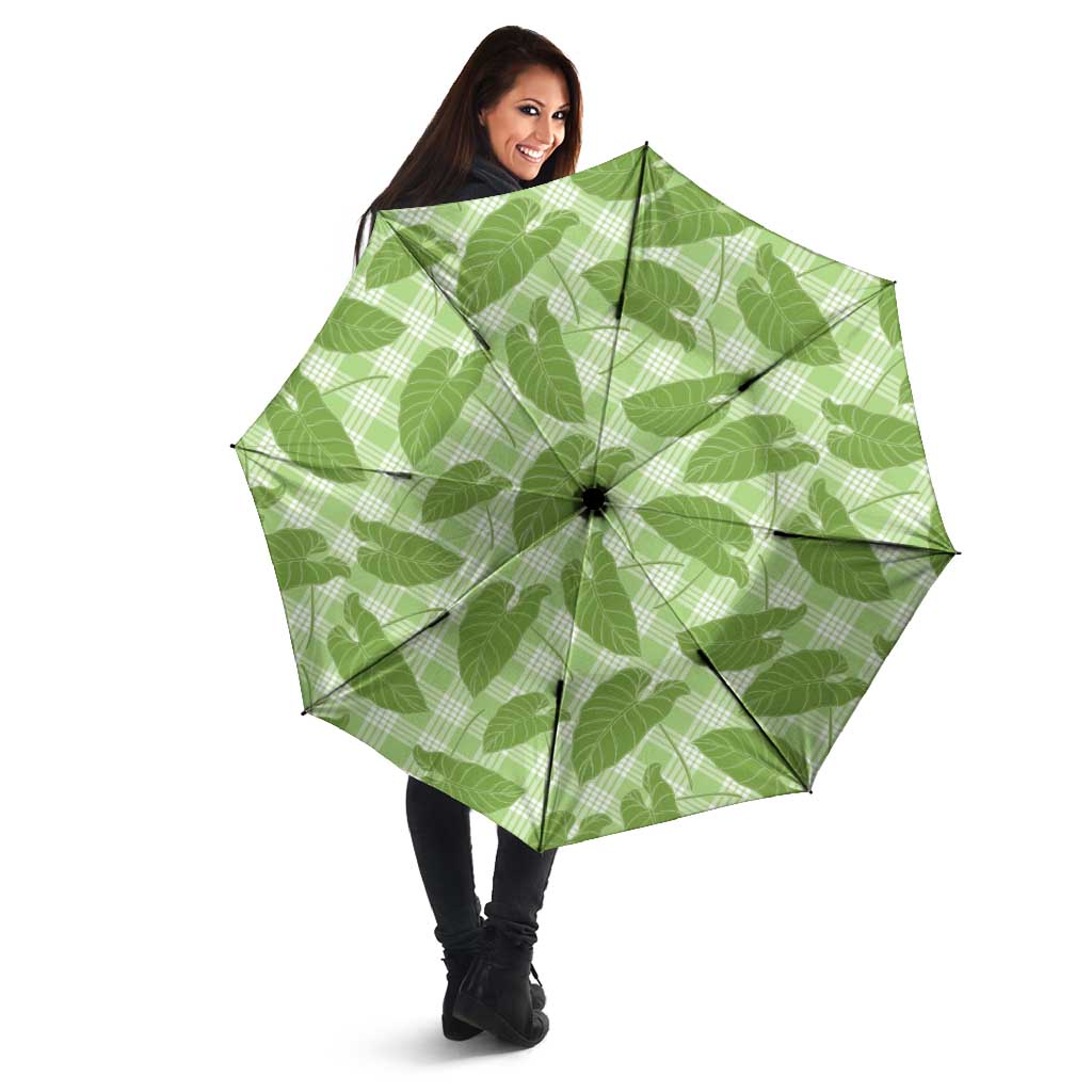 Green Hawaii Kalo Palaka Motifs Umbrella Hawaiian Taro Leaves Elegant Vibes LT14 - Polynesian Pride