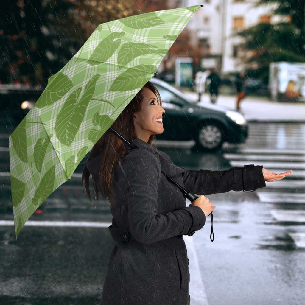 Green Hawaii Kalo Palaka Motifs Umbrella Hawaiian Taro Leaves Elegant Vibes LT14 - Polynesian Pride
