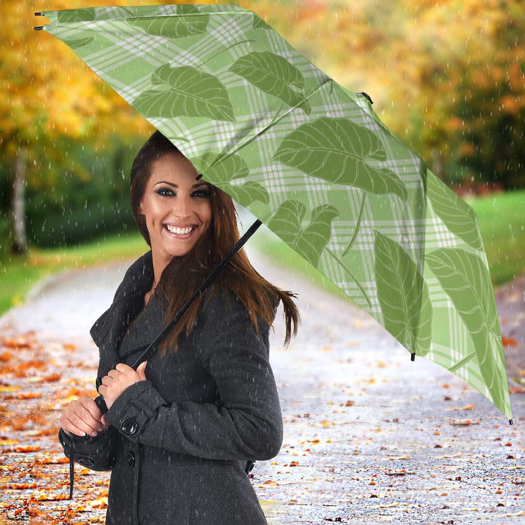 Green Hawaii Kalo Palaka Motifs Umbrella Hawaiian Taro Leaves Elegant Vibes LT14 - Polynesian Pride