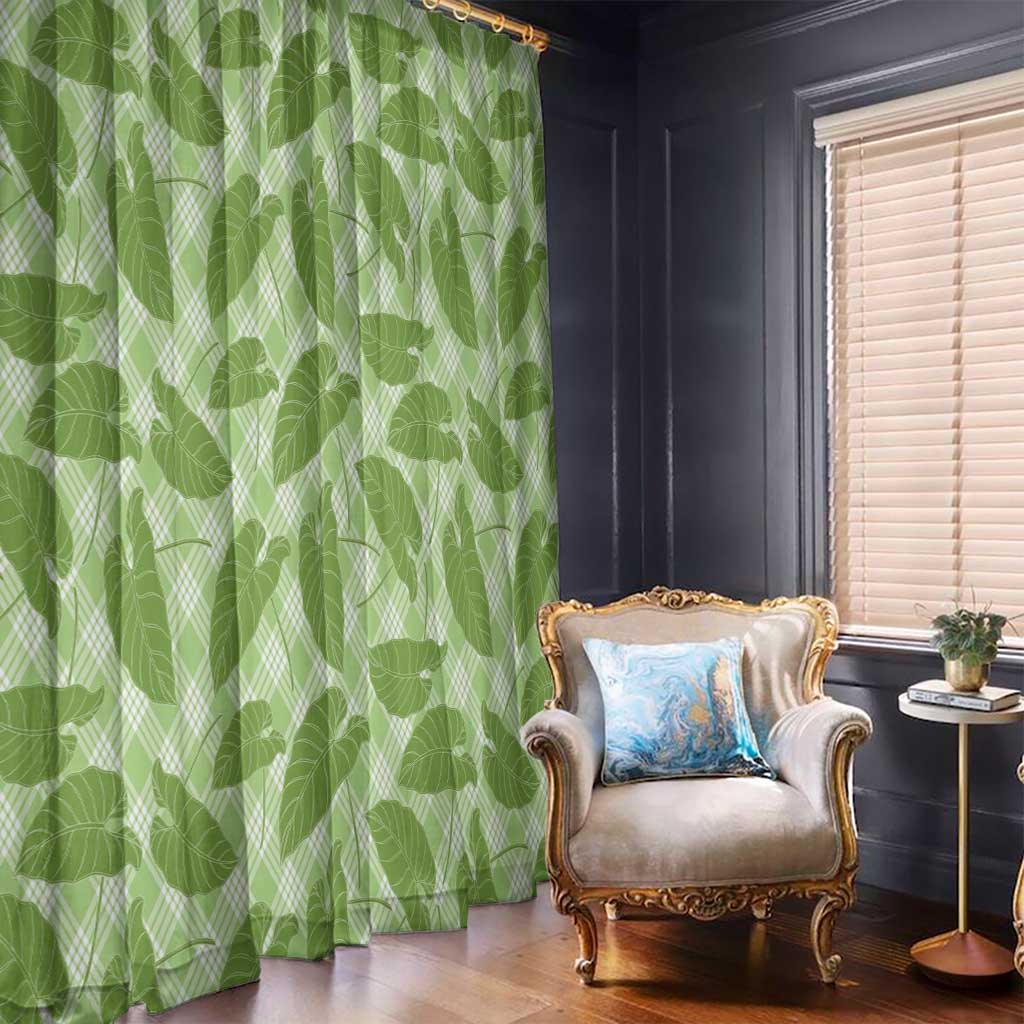 Green Hawaii Kalo Palaka Motifs Window Curtain Hawaiian Taro Leaves Elegant Vibes LT14 - Polynesian Pride