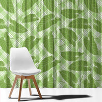 Green Hawaii Kalo Palaka Motifs Window Curtain Hawaiian Taro Leaves Elegant Vibes LT14 - Polynesian Pride