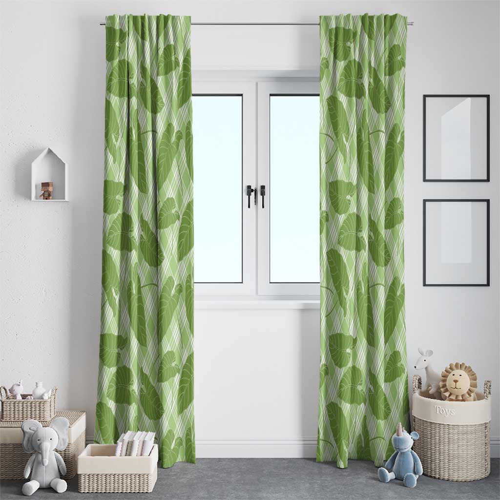 Green Hawaii Kalo Palaka Motifs Window Curtain Hawaiian Taro Leaves Elegant Vibes LT14 - Polynesian Pride