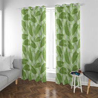 Green Hawaii Kalo Palaka Motifs Window Curtain Hawaiian Taro Leaves Elegant Vibes LT14 With Grommets Green - Polynesian Pride