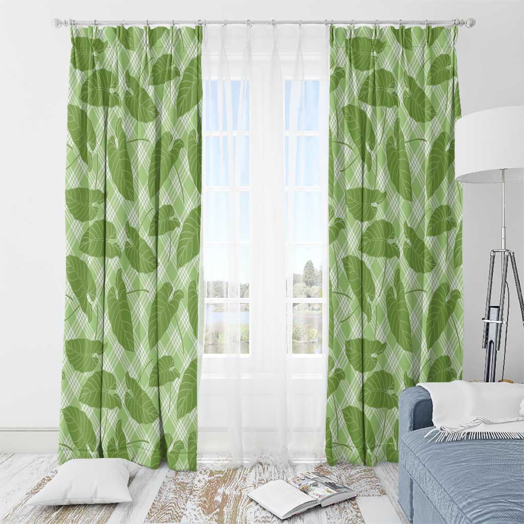Green Hawaii Kalo Palaka Motifs Window Curtain Hawaiian Taro Leaves Elegant Vibes LT14 - Polynesian Pride
