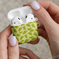Lime Green Hawaii Kalo Palaka Motifs AirPods Case Hawaiian Taro Leaves Elegant Vibes LT14 - Polynesian Pride