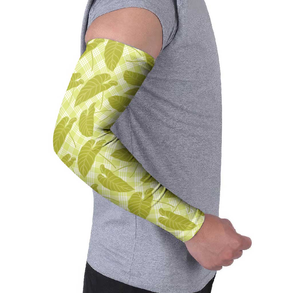 Lime Green Hawaii Kalo Palaka Motifs Arm Sleeves Hawaiian Taro Leaves Elegant Vibes LT14 - Polynesian Pride